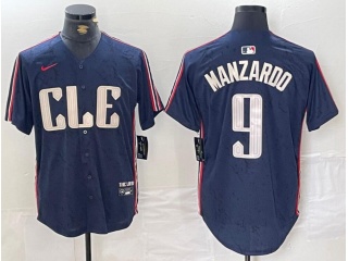 Cleveland Guardians #9 Kyle Manzardo City Connect Cool Base Jersey Navy Blue