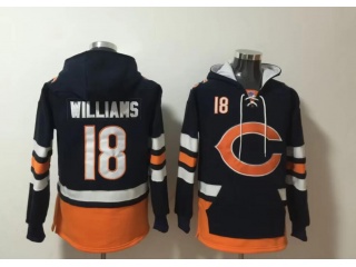 Chicago Bears #18 Caleb Williams with Team Logo Hoodie Blue