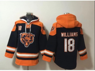 Chicago Bears #18 Caleb Williams with Bears Logo Hoodie Blue