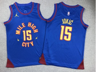 Youth Denver Nuggets #15 Nikola Jokic Mile High Jersey Blue