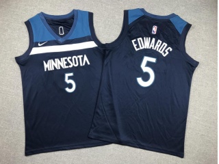 Youth Minnesota Timberwolves #5 Anthony Edwards Jersey Navy Blue