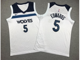 Youth Minnesota Timberwolves #5 Anthony Edwards Jersey White