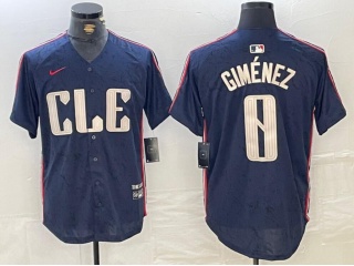 Cleveland Guardians #0 Andrés Giménez City Connect Cool Base Jersey Navy Blue