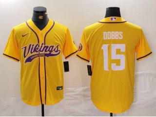 Minnesota Vikings #15 Dallas Turner Baseball Jersey Yellow