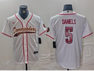 Washington Commanders #5 Jayden Daniels Baseball Jersey White