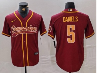 Washington Commanders #5 Jayden Daniels Baseball Jersey Red