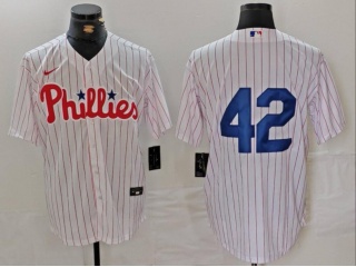 Philadelphia Phillies #42 Cool Base Jersey White Pinstripes