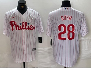 Philadelphia Phillies #28 Alec Bohm Cool Base Jersey White Pinstripes