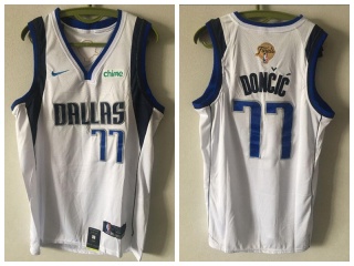 Dallas Mavericks #77 Luka Doncic with Final Patch Jersey White