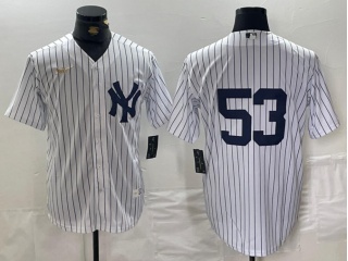 New York Yankees #53 Nike Cooperstown Collection Player Jersey White Pinstripes