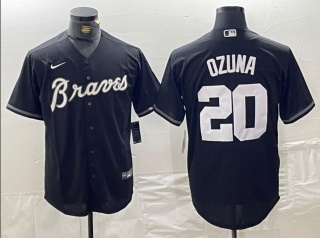 Atlanta Braves #20 Marcell Ozuna Cool Base Jersey Black