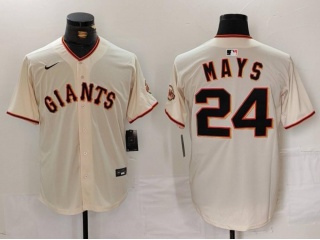 Nike San Francisco Giants #24 Willie Mays Cool Base Jersey Cream