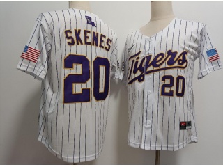 LSU Tigers #20 Paul Skenes Baseball Jersey White