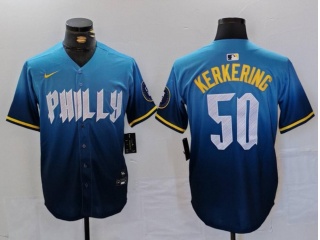 Philadelphia Phillies #50 Orion Kerkering 2024 City Cool Base Jersey Blue