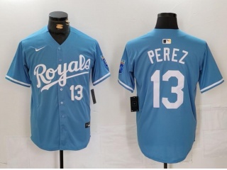 Kansas City Royals #13 Salvador Perez Limited Players Jersey Light Blue