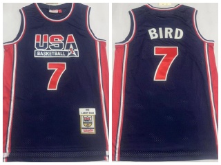 Dream Team #7 Larry Bird 1992 Throwback Jersey Navy Blue