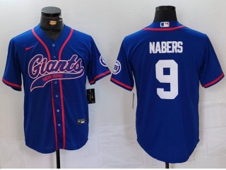 New York Giants #9 Malik Nabers Baseball Jersey Blue