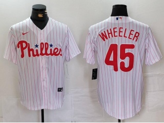 Philadelphia Phillies #45 Zack Wheeler Cool Base Jersey White Pinstripes