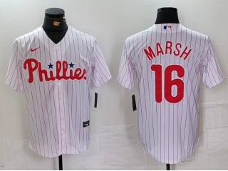 Philadelphia Phillies #16 Brandon Marsh Cool Base Jersey White Pinstripes