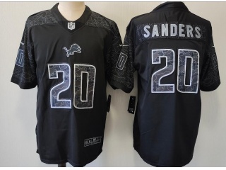 Detroit Lions #20 Barry Sanders RFLCTV Limited Jersey Black