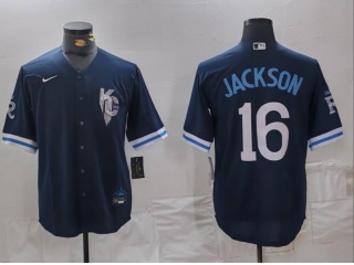 Kansas City Royals #16 Bo Jackson City Connect Jersey Navy Blue