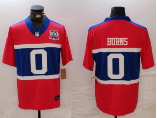 New York Giants #0 Brian Burns with 100th Patch Vapor F.U.S.E. Limited Jersey Century Red