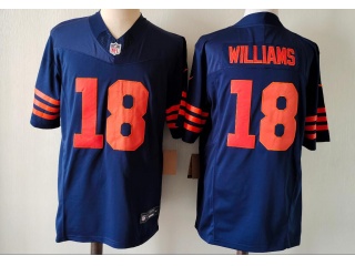 Chicago Bears #18 Caleb Williams with Orange Number Vapor F.U.S.E Limited Jersey Blue