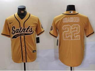 New Orleans Saints #22 Rashid Shaheed Baseball Jersey Yellow