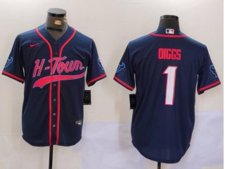 Houston Texans #1 Stefon Diggs H-Town Baseball Jersey Navy Blue