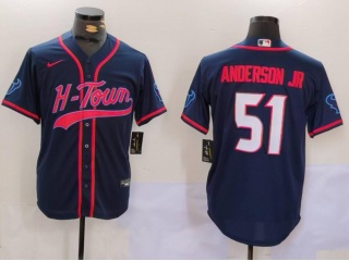 Houston Texans #51 Will Anderson Jr. H-Town Baseball Jersey Navy Blue