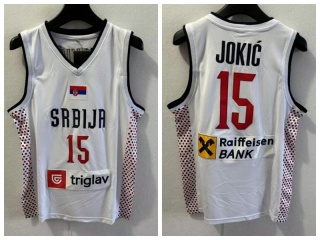 Team Serbia #15 Nikola Jokic 2024 Olympic Game Jersey White