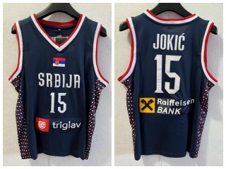 Team Serbia #15 Nikola Jokic 2024 Olympic Game Jersey Navy Blue