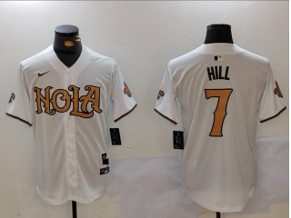 Nola x New Orleans Saints #7 Josh Hill Baseball Jersey White