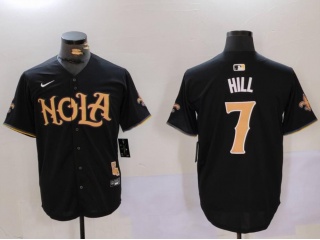 Nola x New Orleans Saints #7 Josh Hill Baseball Jersey Black