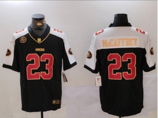 San Francisco 49ers #23 Christian Mccaffrey with White Shoulders Jersey Black