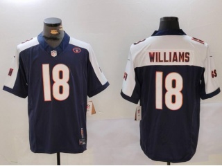 Chicago Bears #18 Caleb Williams with White Shoulders Jersey Blue