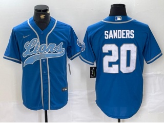 Detroit Lions #20 Barry Sanders F.U.S.E. Baseball Jersey Blue