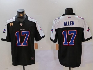 Buffalo Bills #17 Josh Allen with White Shoulders Limited Jersey Black