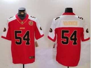 San Francisco 49ers #54 Fred Warner with White Shoulders Jersey Red