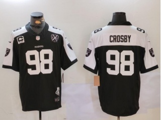 Las Vegas Raiders #98 Maxx Crosby with White Shoulders w/ Patches Jersey Black