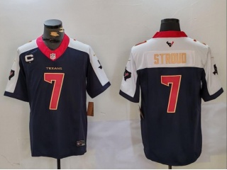 Houston Texans #7 C.J. Stroud with White Shoulders w/ C Patch Jersey Black