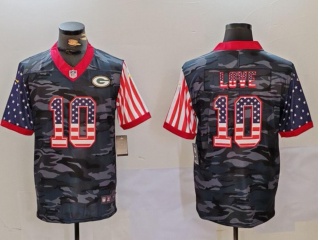 Green Bay Packers #10 Jordan Love USA Flag Fashion Limited Jersey