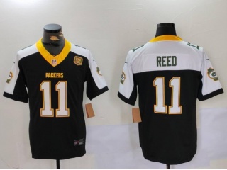 Green Bay Packers #11 Jayden Reed with White Shoulder Limited Jersey Black