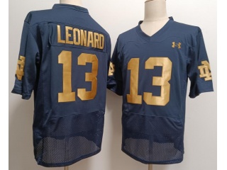 Notre Dame Fighting Irish #13 Riley Leonard with Golden Number F.U.S.E Limited Jersey Navy Blue