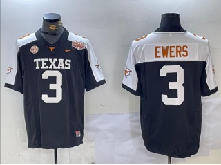 Texas Longhorns #3 Quinn Ewers with White Shoulder 100th Patch F.U.S.E Limited Jersey Black