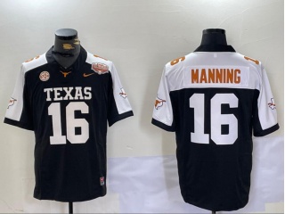 Texas Longhorns #16 Arch Manning with White Shoulder 100th Patch F.U.S.E Limited Jersey Black