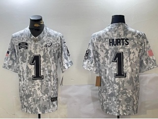 Philadelphia Eagles #1 Jalen Hurts 2024 Salute to Service Limited Jersey Arctic Camo