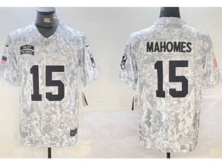 Kansas City Chiefs #15 Patrick Mahomes 2024 Salute to Service Limited Jersey Arctic Camo