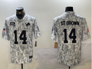 Detroit Lions #14 Amon-Ra St. Brown 2024 Salute to Service Limited Jersey Arctic Camo