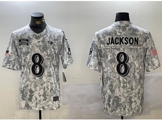 Baltimore Ravens #8 Lamar Jackson 2024 Salute to Service Limited Jersey Arctic Camo